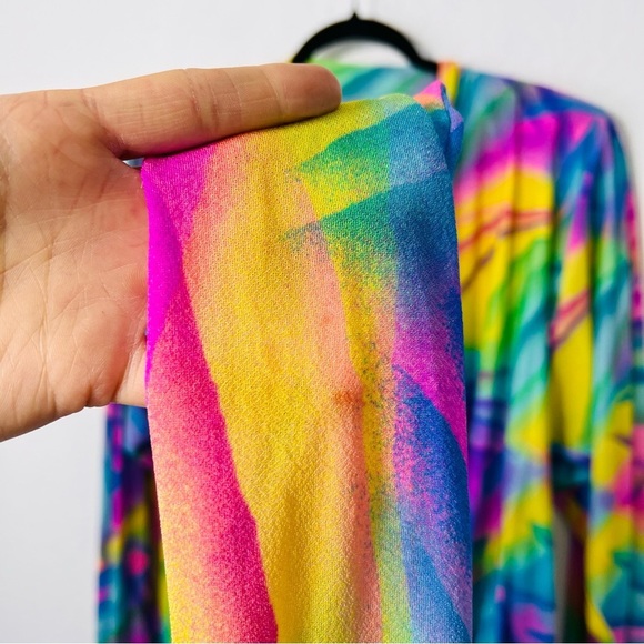 Stunning Vintage LISA FRANK VIBES 1980s Rainbow 🌈 Robe Medium - Picture 8 of 15